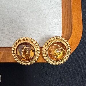 CHANEL Gold-Tone Round Earrings